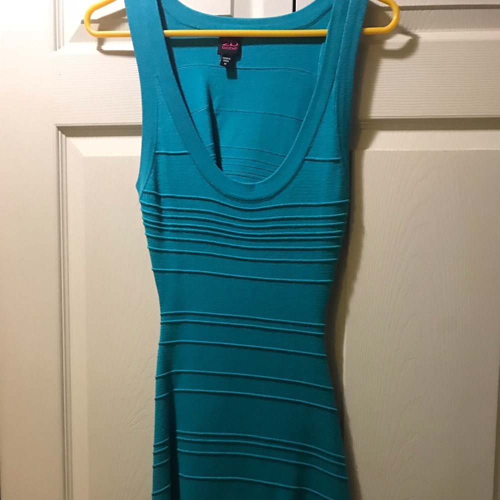 Teal Bebe backless dress